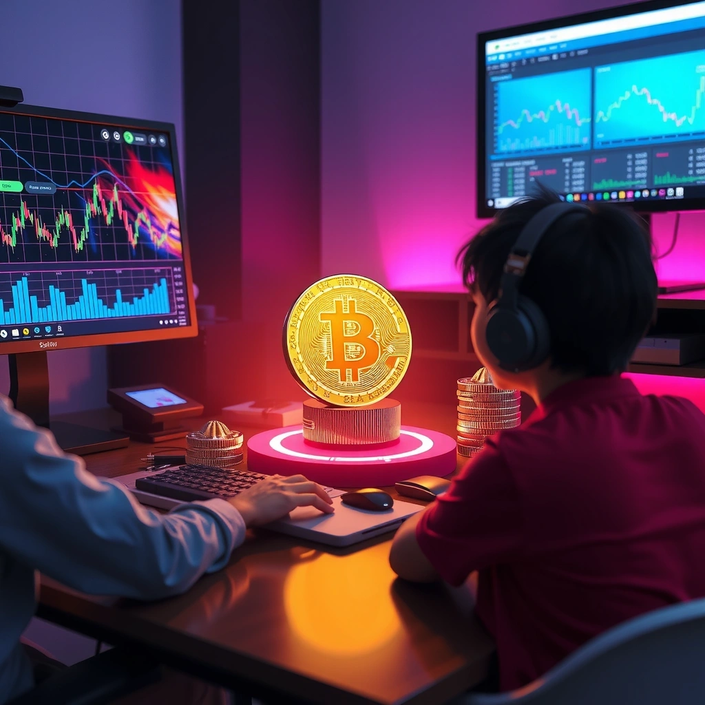 Juego educativo sobre criptomonedas con minería y trading virtual